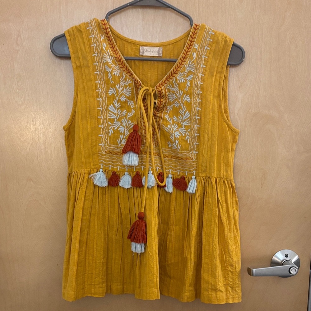 Altar'd State Mustard Embroidered Tank Top